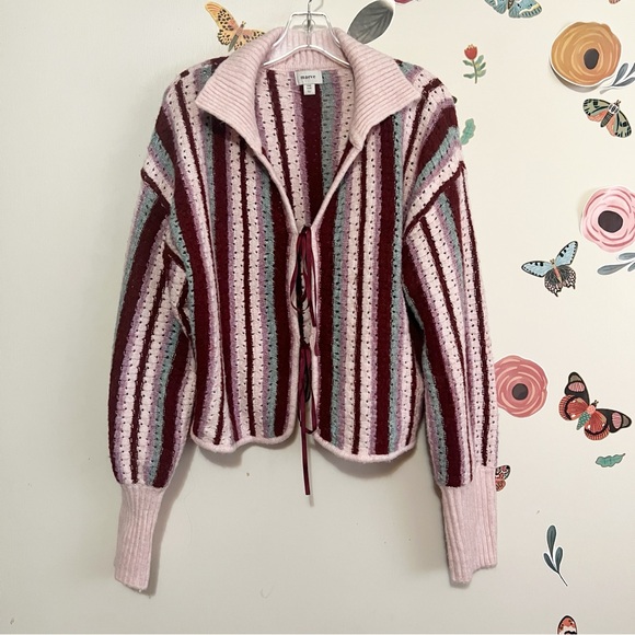 MAEVE Collared Crochet Cardigan Sweater - Multicolor ONE Size - Picture 3 of 9